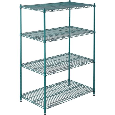 Nexel Wire Shelving, Green Epoxy, 54W X 18D X 86H 18548G